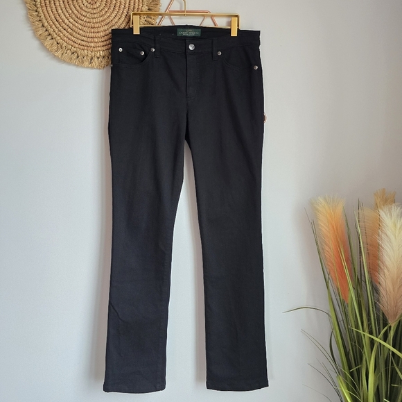 Ralph Lauren, LRL Black Modern Straight Mid Rise Jeans Pants, Women's Size 8 - Picture 11 of 11
